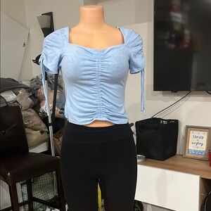 Stylish Blue Ruched Top